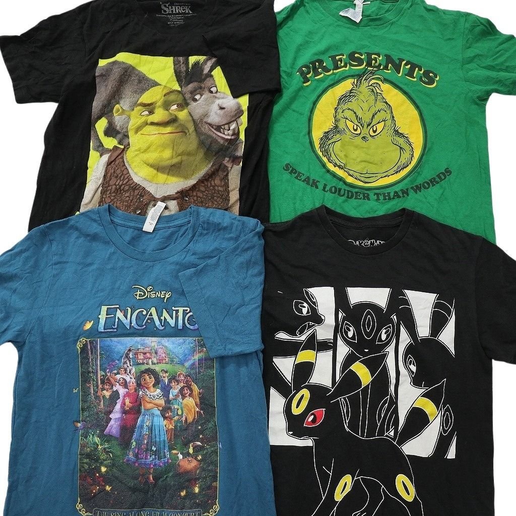 古着卸 まとめ売り キャラクター Tシャツ 16枚セット ( メンズ S ) ヒロアカ グリンチ ディズニー ポケモン ワンピース 中古 古着 NF7395 古着卸 まとめ売り キャラクター Tシャツ 16枚セット ( メンズ S