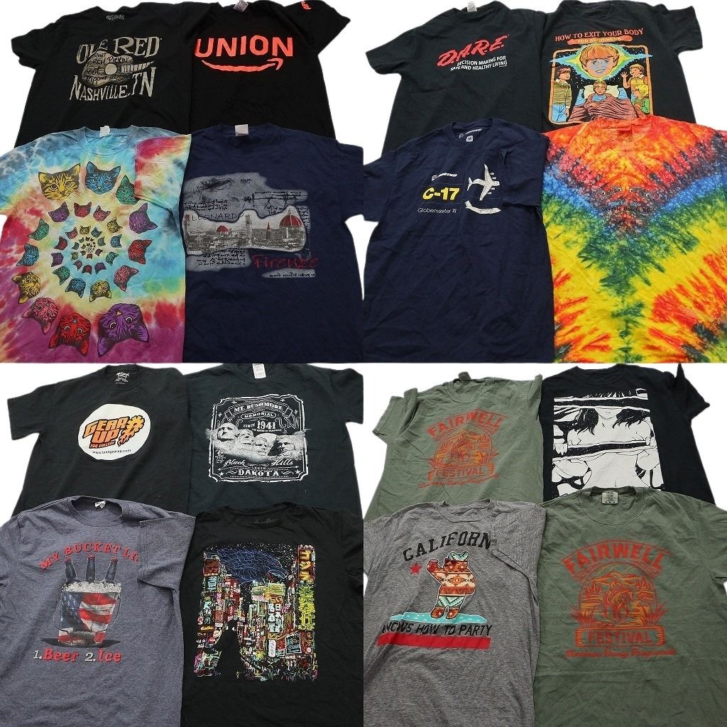 古着卸 まとめ売り プリント Tシャツ 16枚セット ( メンズ M ) 映画 ゴジラ タイダイ柄 アニマル 動物 中古 古着 NF7420 13,392円
