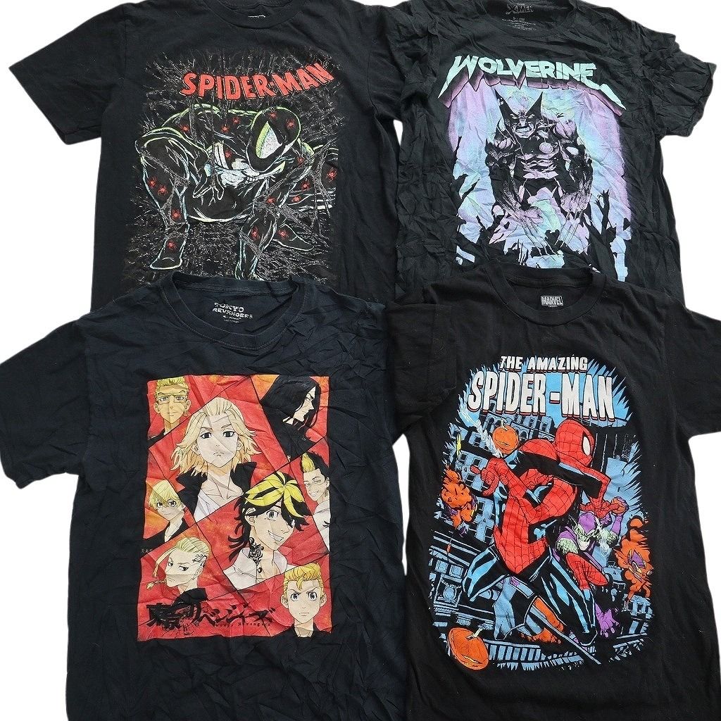 古着卸 まとめ売り キャラクター Tシャツ 16枚セット ( メンズ S ) 東京リベンジャーズ マーベル ミニオンズ タートルズ 中古 古着 NF7434 古着卸 まとめ売り キャラクター Tシャツ 16枚セット ( メンズ S