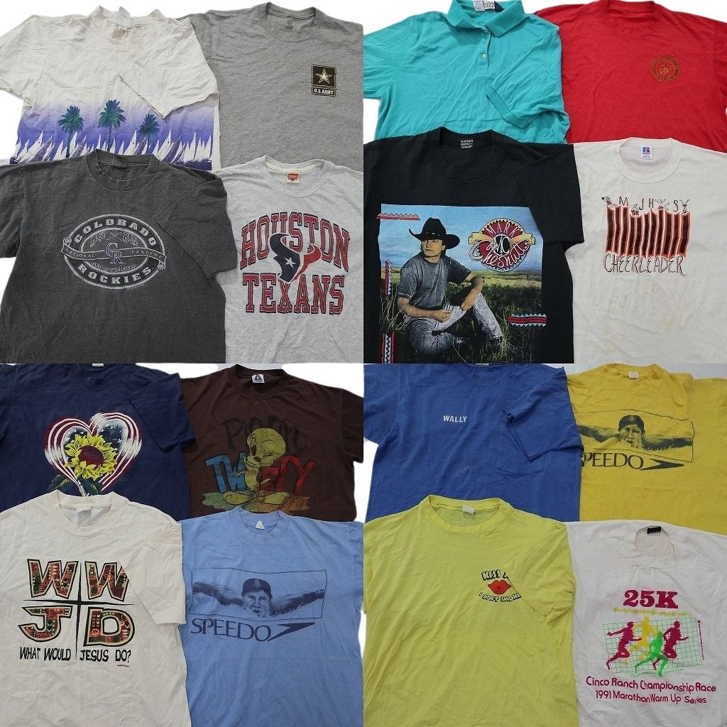 古着卸 まとめ売り ヴィンテージ シングルステッチ Tシャツ 16枚セット ( メンズ L ) フルーツオブザルーム ビッグプリント 中古 NF7476