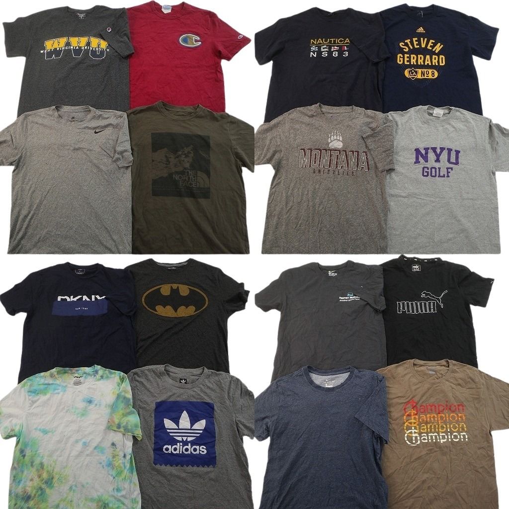古着卸 まとめ売り ブランドMIX Tシャツ 16枚セット ( メンズ Ｍ ) ノースフェイス ラングラー アディダス チャンピオン 中古 古着 NF7502