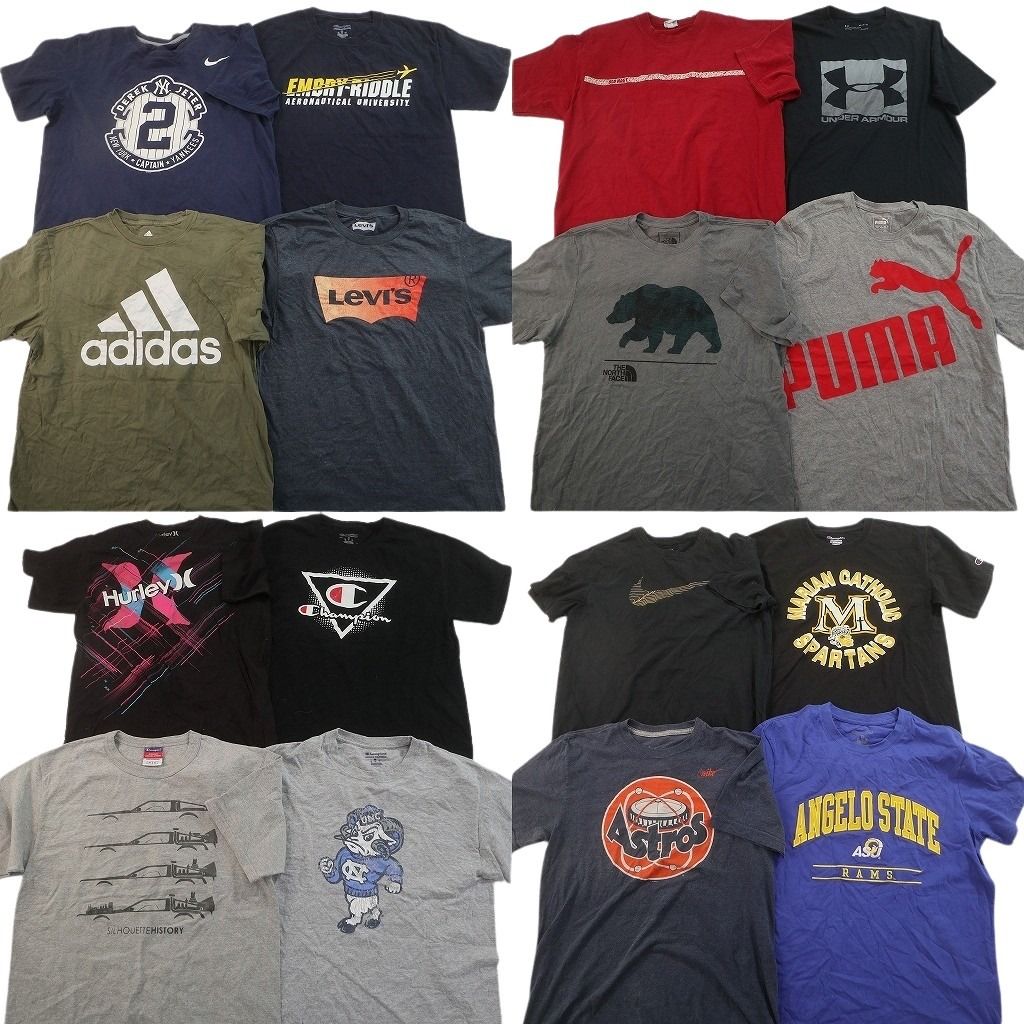 古着卸 まとめ売り ブランドMIX Tシャツ 16枚セット ( メンズ Ｍ ) ノースフェイス リーバイス チャンピオン アンダーアーマー 中古 NF7504