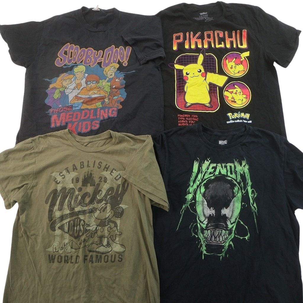 古着卸 まとめ売り キャラクター Tシャツ 16枚セット ( メンズ L ) スーパーマン ピカチュウ ミッキーマウス 孫悟空 中古 古着 NF7517 古着卸 まとめ売り キャラクター Tシャツ 16枚セット ( メンズ L