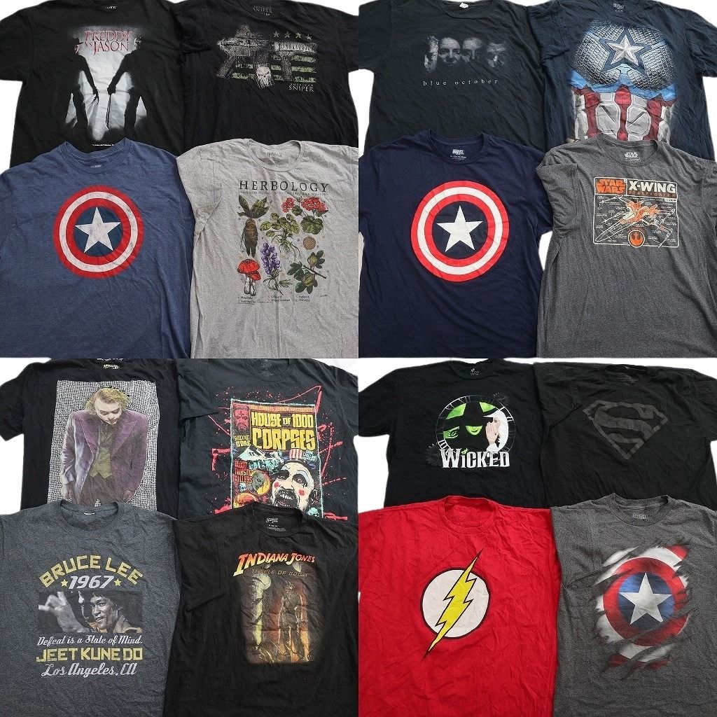 古着卸 まとめ売り 映画・ドラマ Tシャツ 16枚セット ( メンズ XL ) ウィキッド キャプテンアメリカ スーパーマン 中古 古着 NF7528