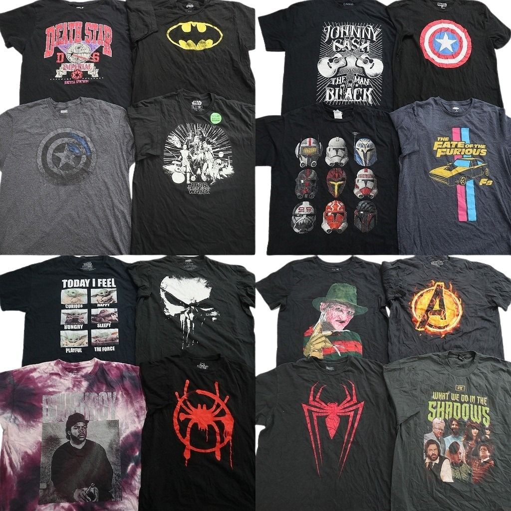 古着卸 まとめ売り 映画・ドラマ Tシャツ 16枚セット ( メンズ XL ) エルム街の悪夢 スパイダーマン アベンジャーズ 中古 古着 NF7534