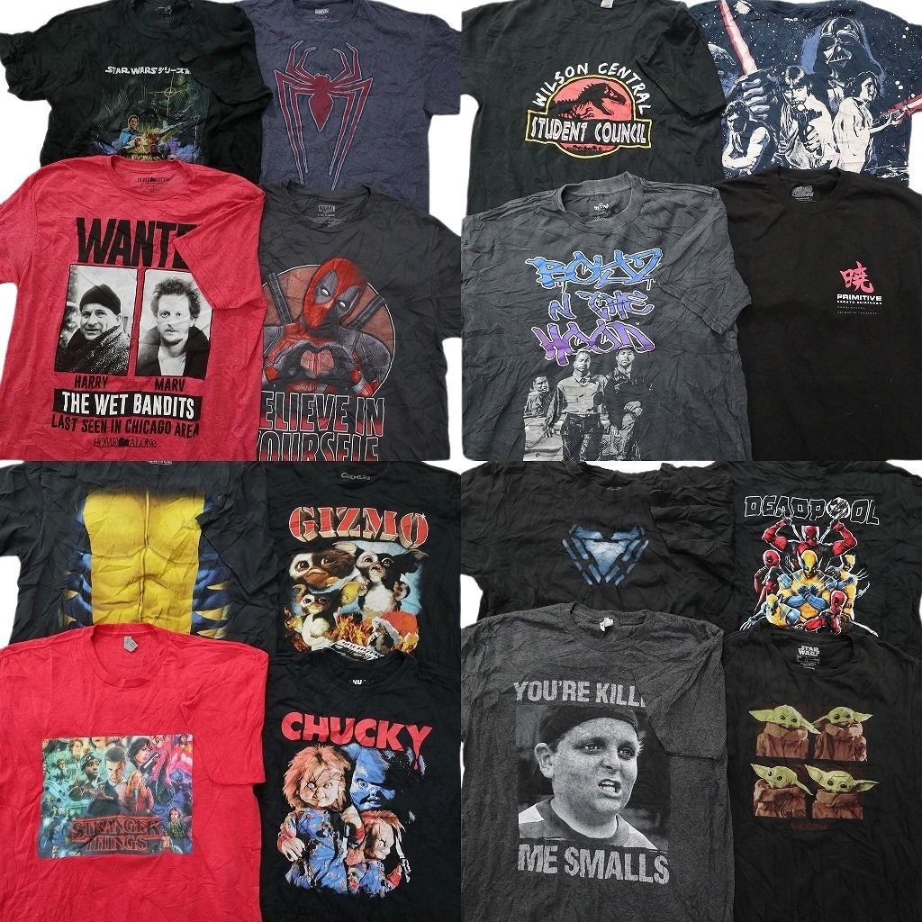 古着卸 まとめ売り 映画・ドラマ Tシャツ 16枚セット ( メンズ Ｌ ) デッドプール ジュラシックパーク スターウォーズ 中古 古着 NF7541