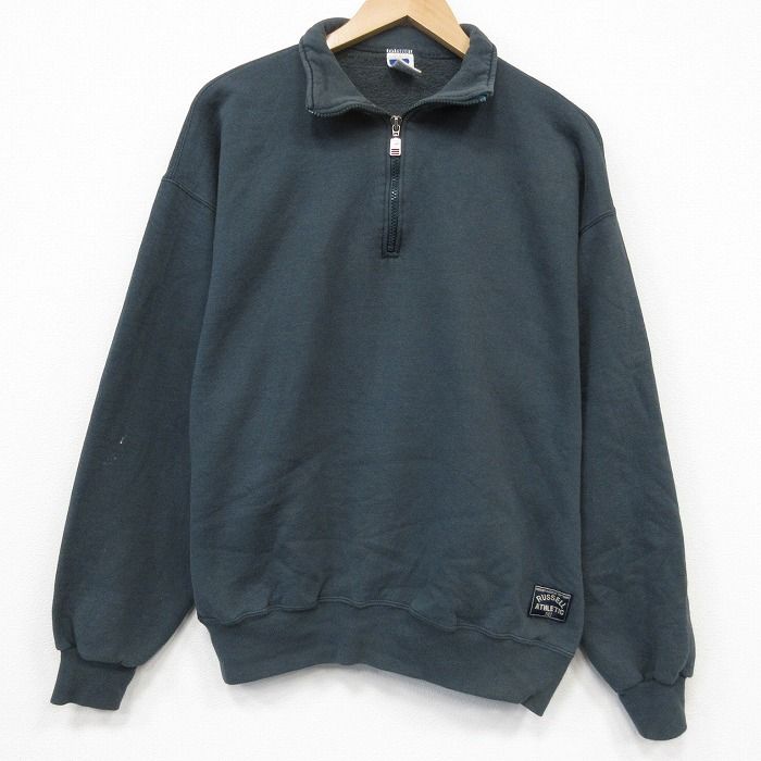 XL/古着 ラッセル 長袖 ハーフジップ スウェット メンズ 90年代 90s