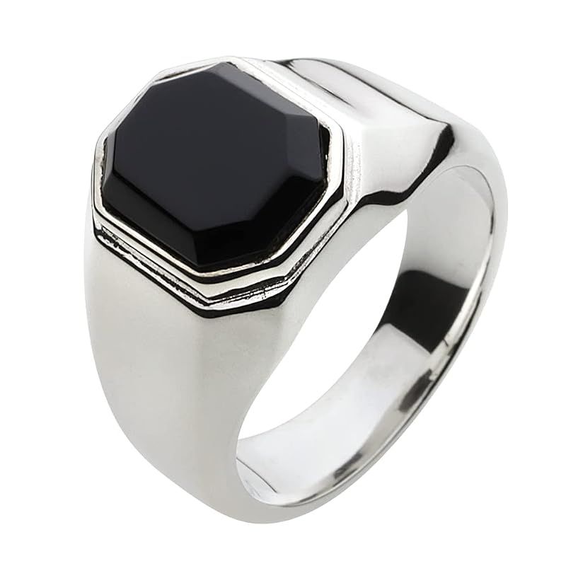 [FIGMART] カッティング ストーン リング オニキス【シルバー925 シルバーアクセサリー】fr0148 23号