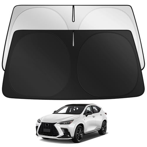 フロントガラス サンシェード カスタム レクサス NX 2022 2023 2024 2025 フロントウィンドウサンシェード、車用フロントガラスサンバイザーカバー 折りたたみ式 収納バッグ付きAR