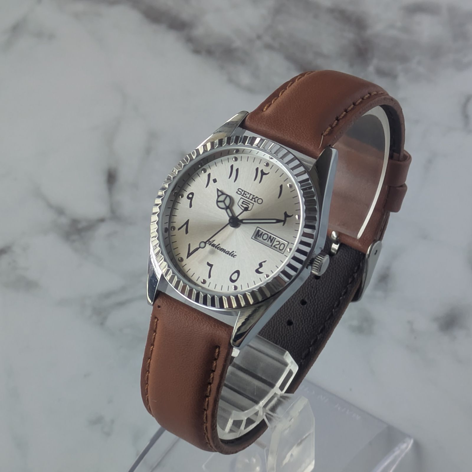 稼働品 SEIKO セイコー5 自動巻き ヴィンテージ シルバー文字盤 サン