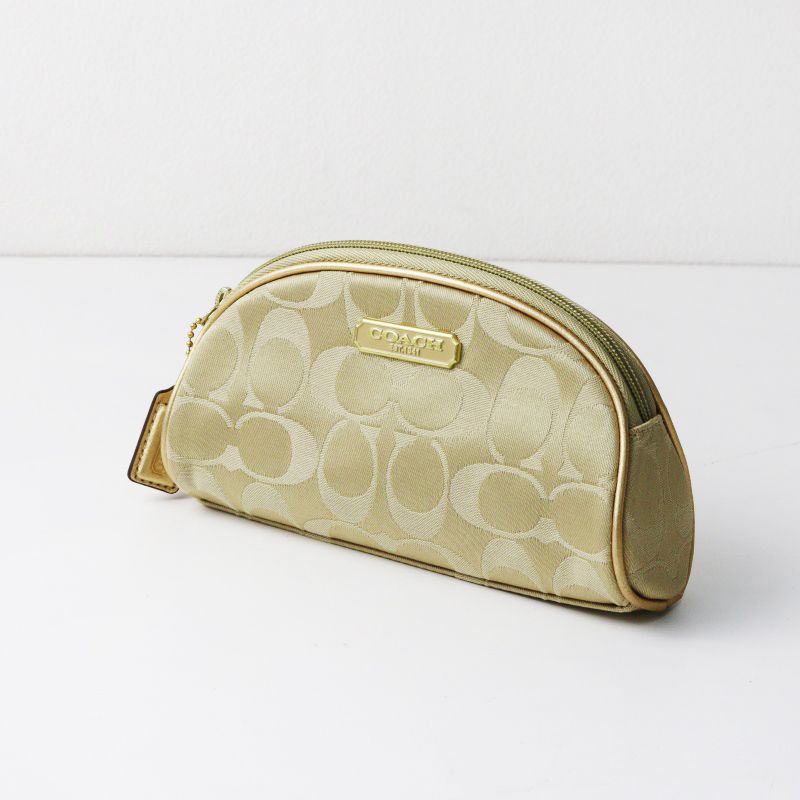コーチ COACH シグネチャー ラウンドポーチ ｜ベージュ系 アクセサリー 