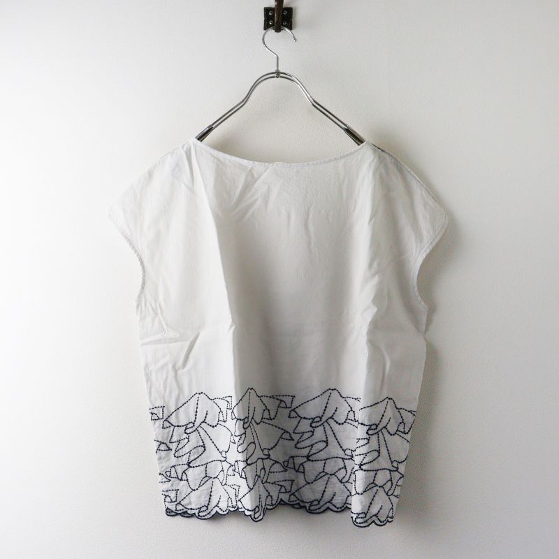 ミナペルホネン mina perhonen frill ブラウス 40＼ホワイト 刺繍