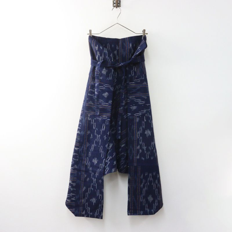 美品 うさと USAATO 手織り Indigo dyes 藍染め 天然草木染め タイパンツ インディゴ ネイビー／ボトムス ワイド 平織り【2400015066646】