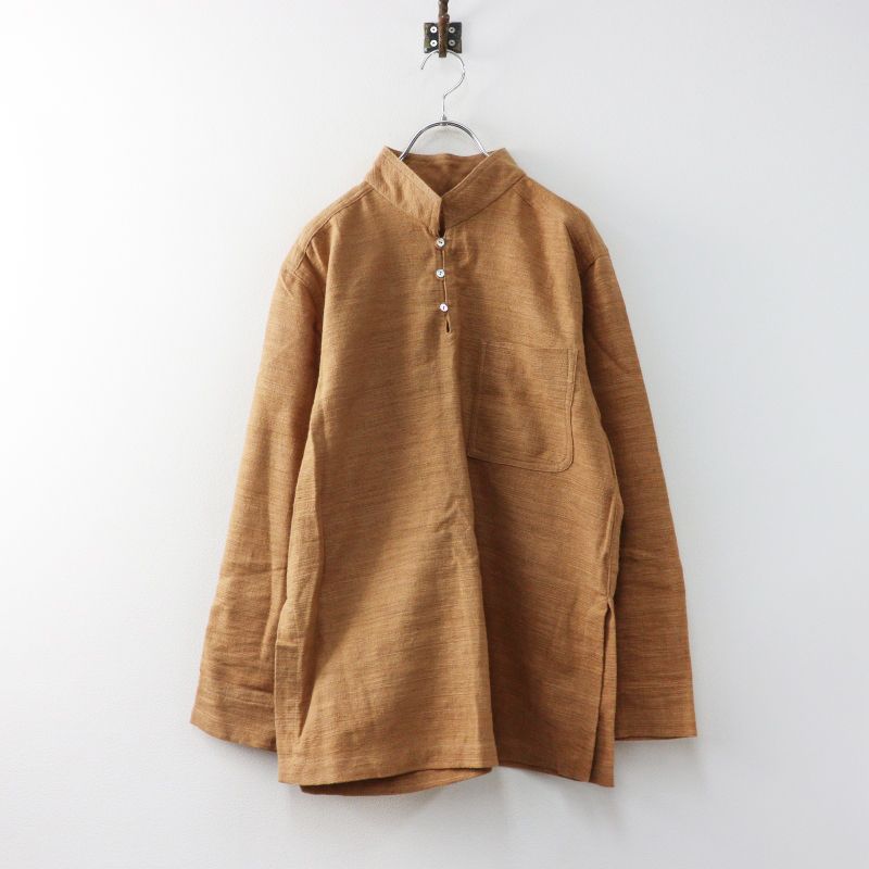 美品 うさと USAATO 手織り 天然草木染め シャツ ベージュ／トップス