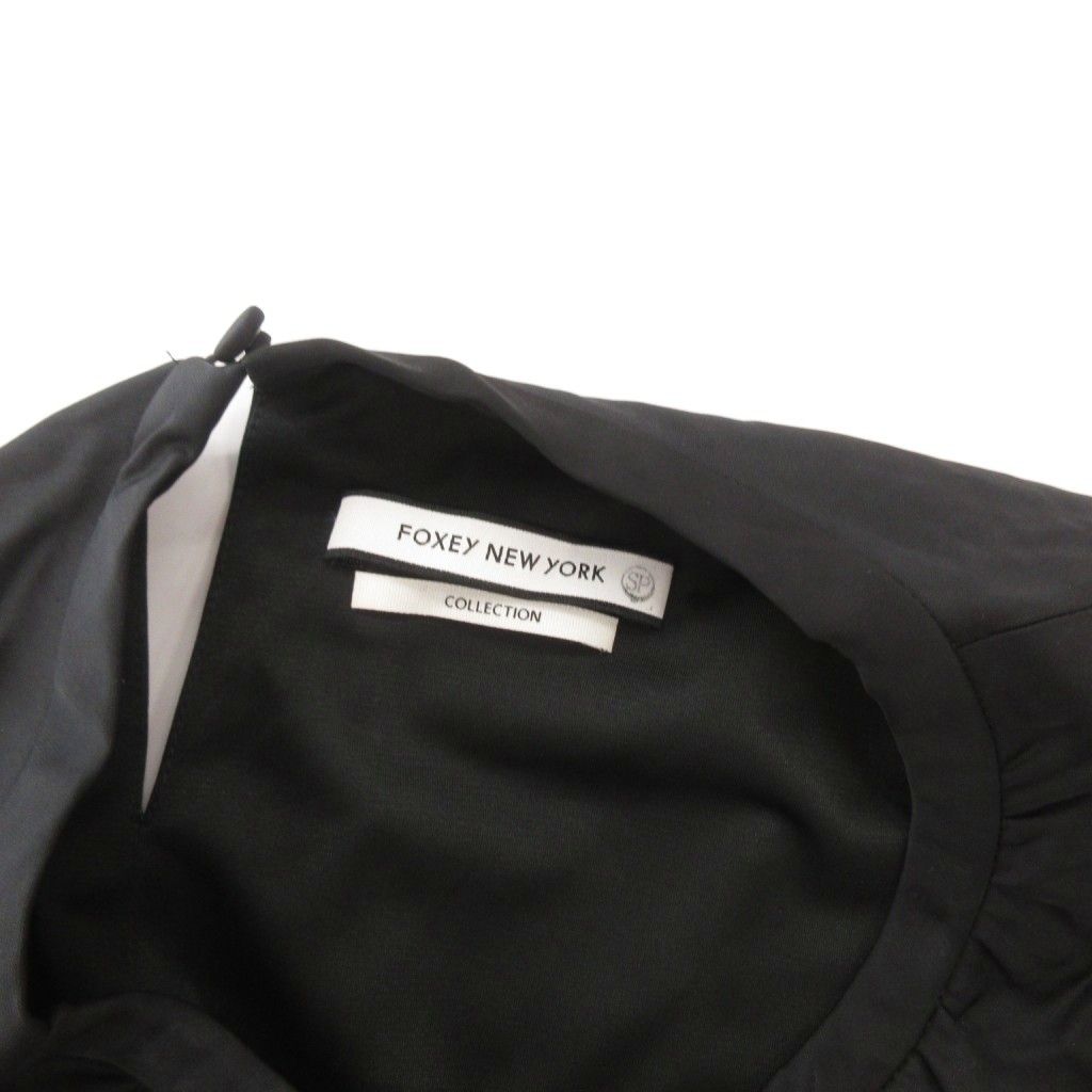 【美品】FOXEY NEW YORK フォクシーニューヨーク 長袖ブラウス　黒 フォクシーニューヨーク FOXEY NEW YORK ブラウス 長袖 サテン生地 38