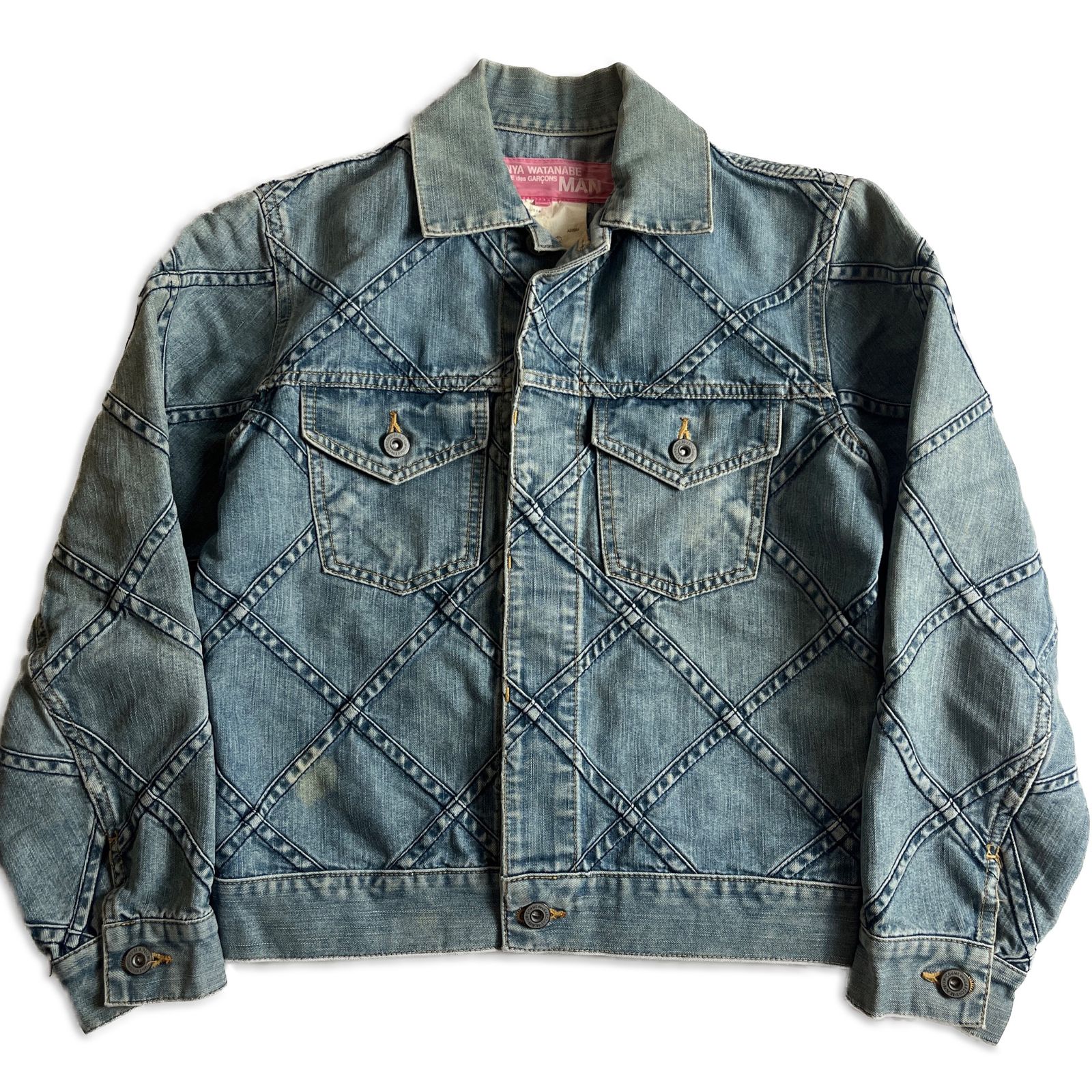 ジュンヤワタナベマンピンク デニムジャケット 05ss】JUNYA WATANABE COMME des GARCONS MAN PINK パッチワークデニム