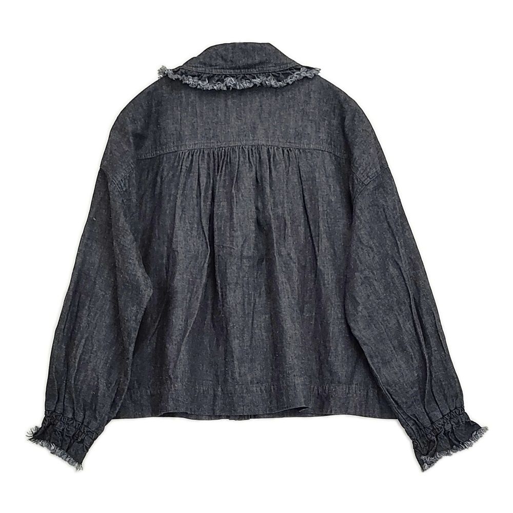nest Robe コットンリネンダンガリートリミングフリルカラーブラウス