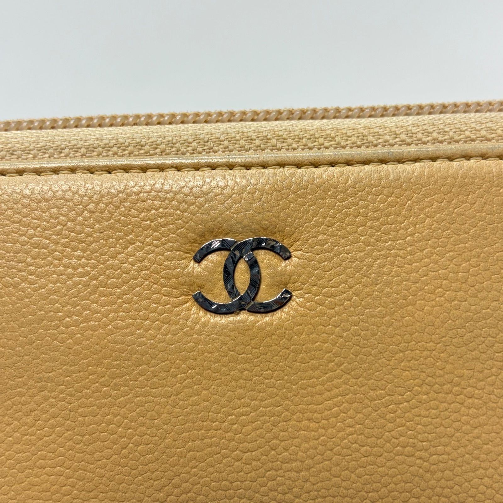 4753 CHANEL シャネル 長財布 キャビアスキン ココマーク ベージュ
