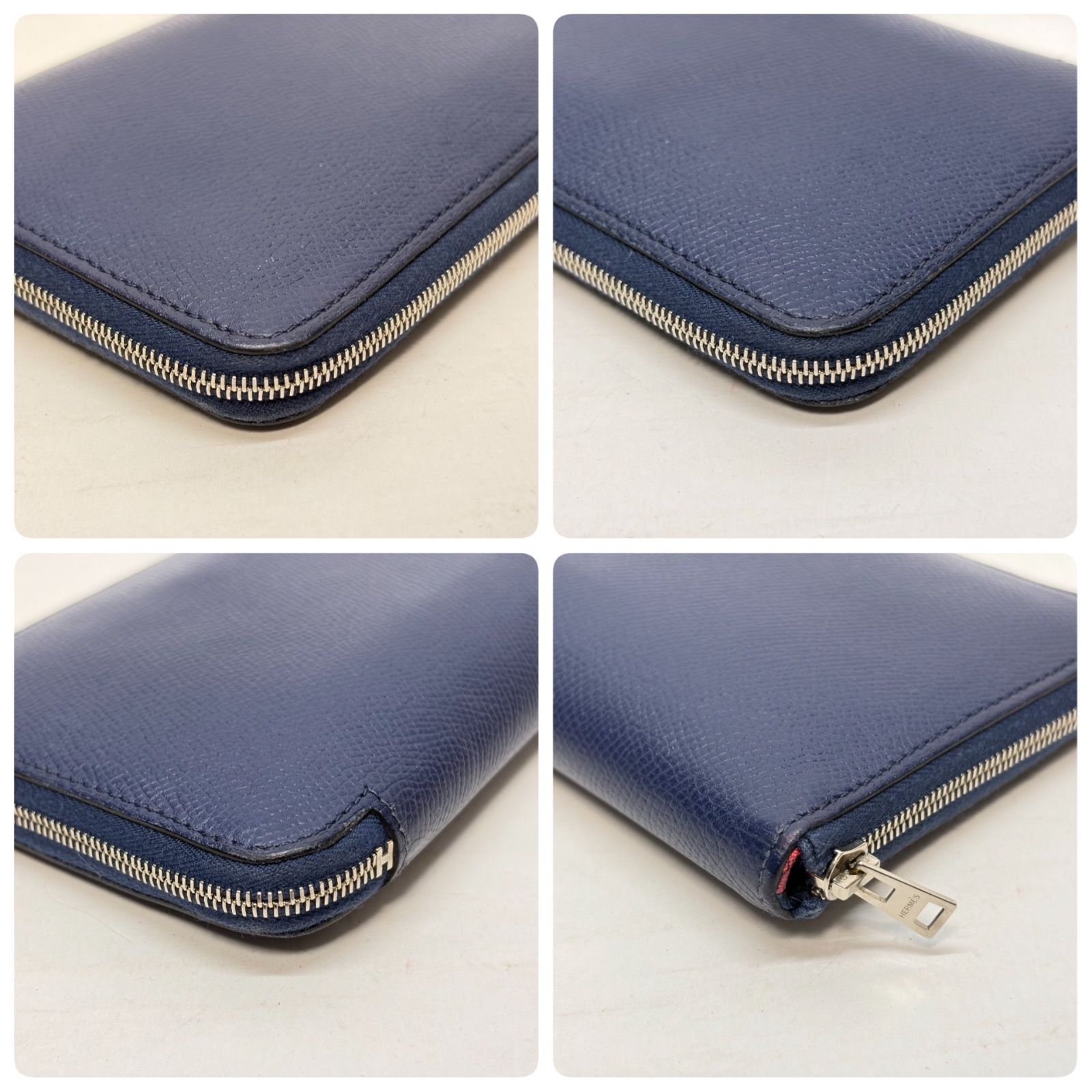 4801 HERMES エルメス 長財布 アザップ シルクイン ネイビー ラウンド 