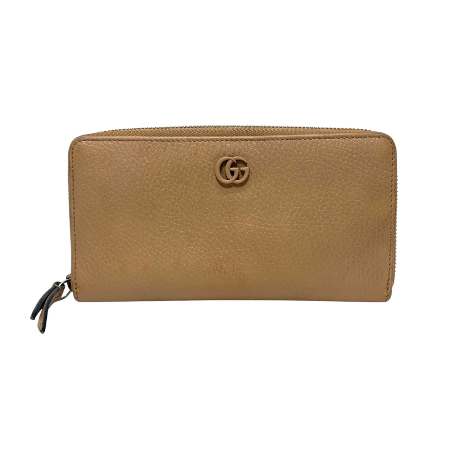 4673 GUCCI グッチ 長財布 マーモント GG ラウンドファスナー ベージュ