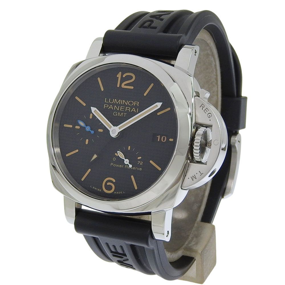 【PANERAI】パネライ ルミノール 1950 GMT OP7122 PAM01537 ステンレススチール×ラバー 黒 自動巻き パワーリザーブ メンズ 黒文字盤 腕時計 PANERAI】パネライ ルミノール 1950 GMT OP7122 PAM01537 ステンレス