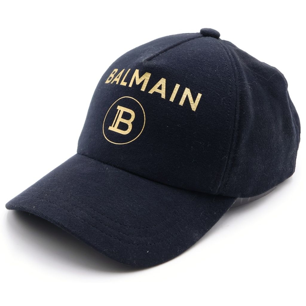 BALMAIN バルマン ポリエステル コットン ロゴプリント 6パネル ベースボールキャップ 帽子 ブラック XA000B016 BALMAIN (バルマン) ポリエステル コットン ロゴプリント 6パネル