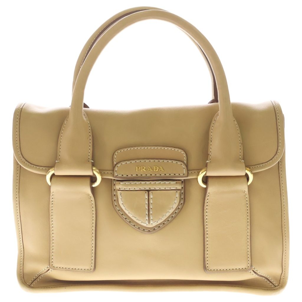 PRADA (プラダ) 2WAYハンドバッグ ショルダーバッグ ブラウン ベージュ レザー BN2135 ゴールド金具