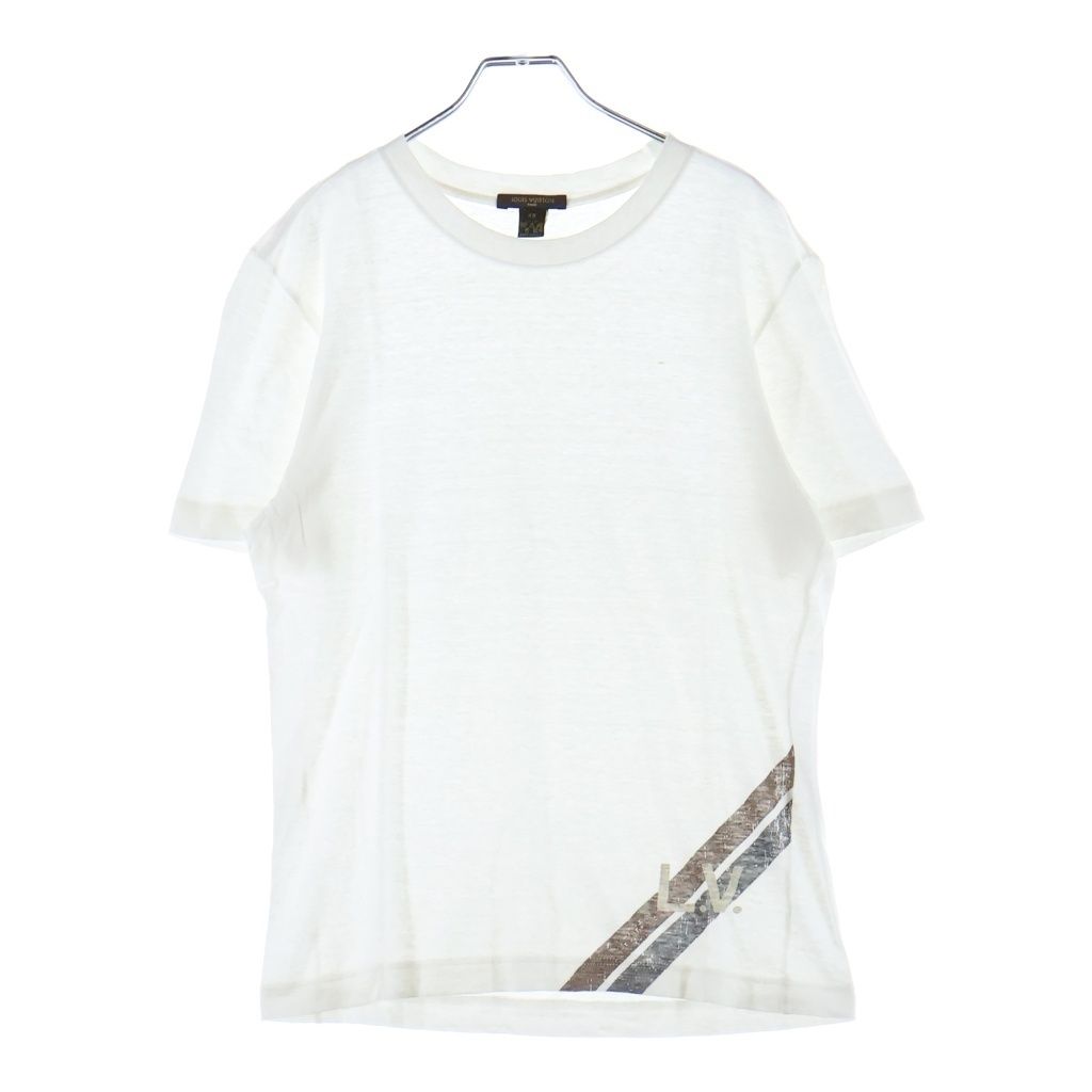 LOUIS VUITTON ロゴプリント Tシャツ ホワイト LOUIS VUITTON (ルイヴィトン) LVロゴプリント クルーネック半袖T