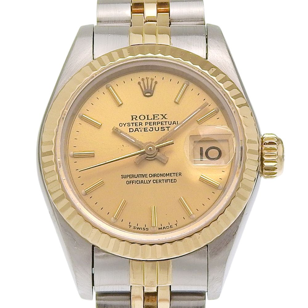 【ROLEX】ロレックス デイトジャスト 69173 ステンレススチール×YG 自動巻き アナログ表示 レディース ゴールド文字盤 腕時計