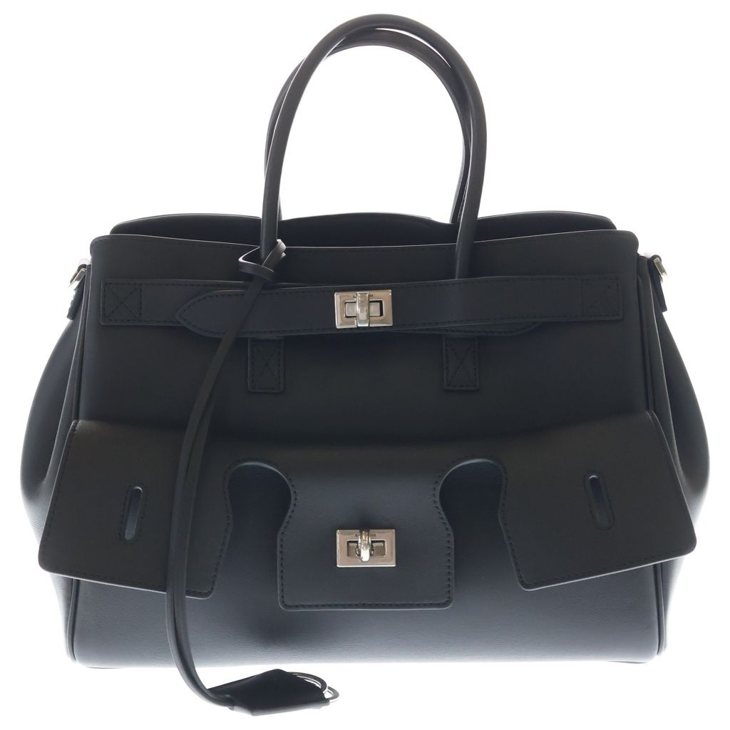 BALENCIAGA (バレンシアガ) ベルエアー キャリーオール ハンドバッグ ブラック カーフスキン 805481 シルバー金具