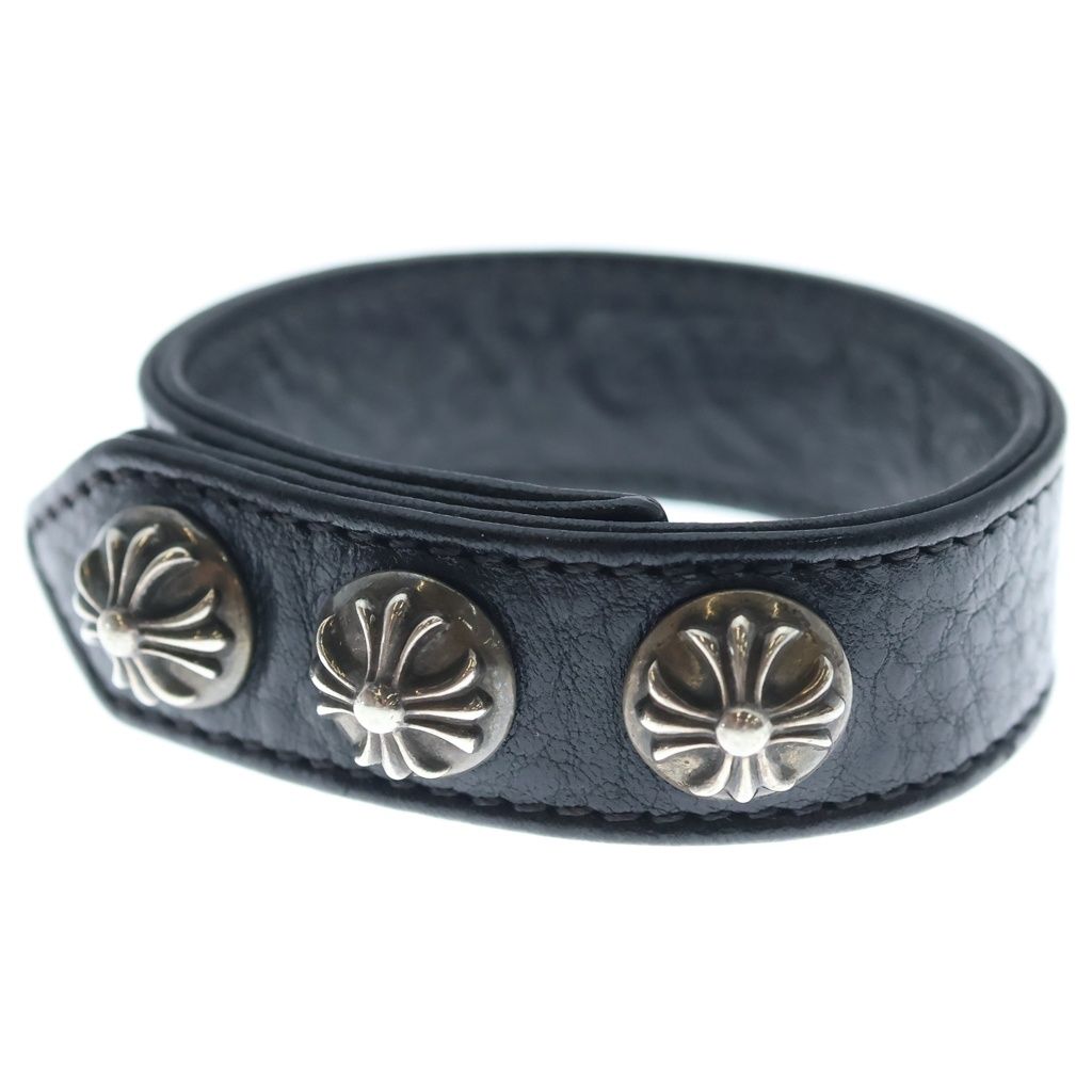 CHROME HEARTS (クロムハーツ) 3BTN 2SNP クロスボール3ボタン2スナップ レザーブレスレット