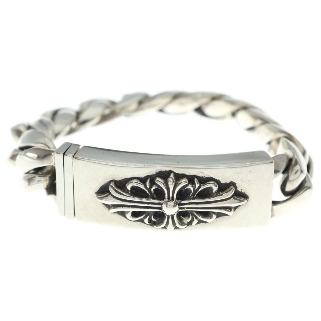 CHROME HEARTS (クロムハーツ) ID FLORAL CRS フローラルクロスIDクラシックリンク ブレスレット 11LINK シルバー BCA164