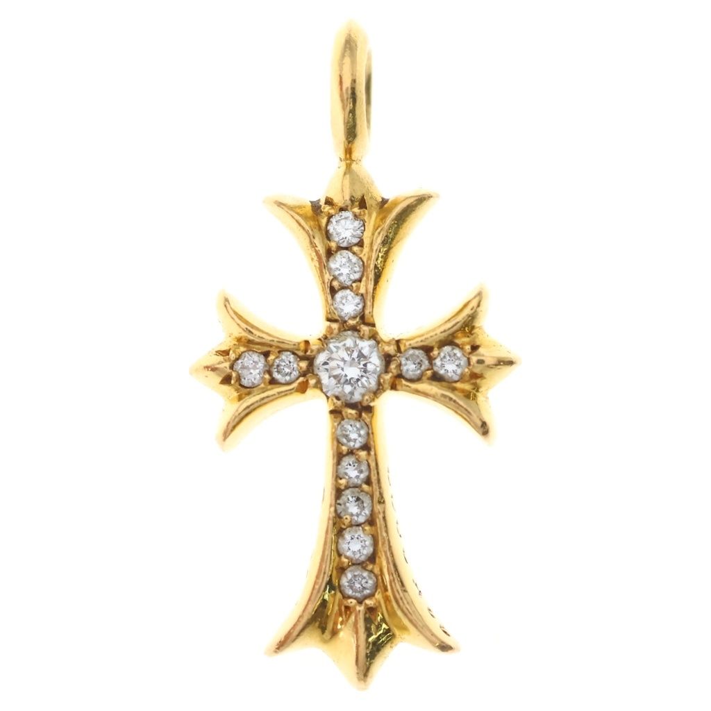 CHROME HEARTS (クロムハーツ) 22K TNY CRSF P/DIA タイニーファットクロス PAVEダイヤ ペンダントトップ ゴールドBCA033