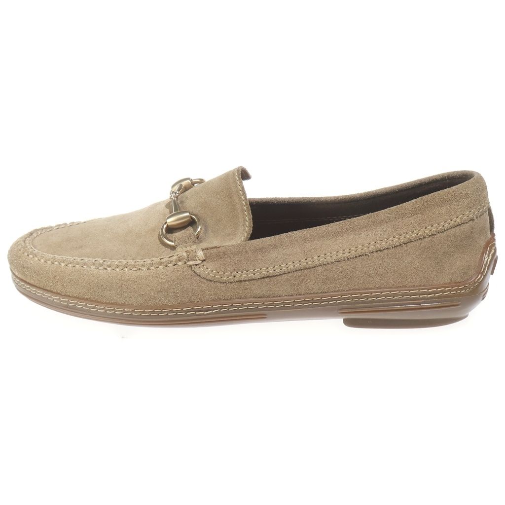 GUCCI (グッチ) スウェード ローファー シューズ ゴールド金具 1100208 ベージュ