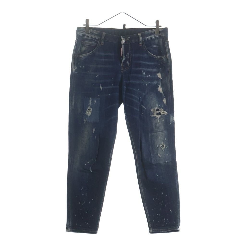 DSQUARED2 (ディースクエアード) HOCKNEY JEAN ダメージ加工 スキニーデニムパンツ レディース インディゴ S75LB0111