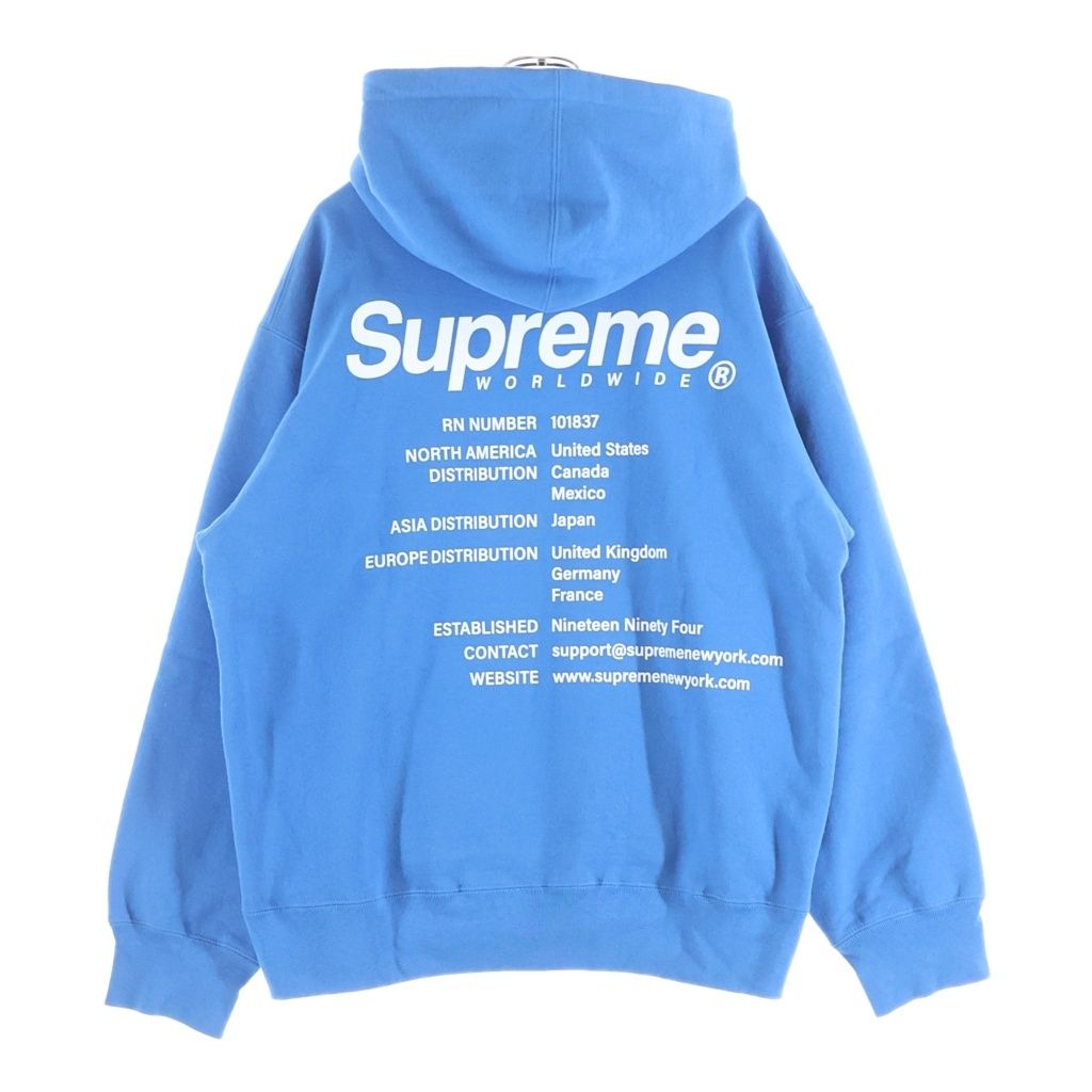 SUPREME (シュプリーム) 23SS WORLDWIDE HOODED SWEATSHIRT ワールドワイドフーディ スウェットシャツ ブルー 26,419円