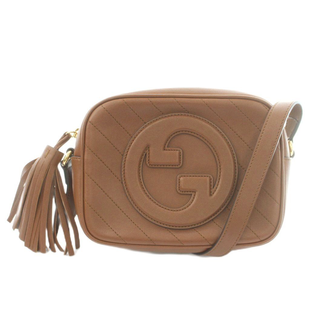 グッチ GUCCI ブロンディ ショルダーバッグ レザー GGロゴ インターロッキング ワンカラー タッセル 茶 ブラウン 742360 /BB ■OH ■SH