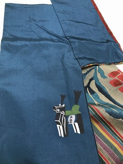 【中古】Mサイズ 紬 正絹 グレー地に唐花模様