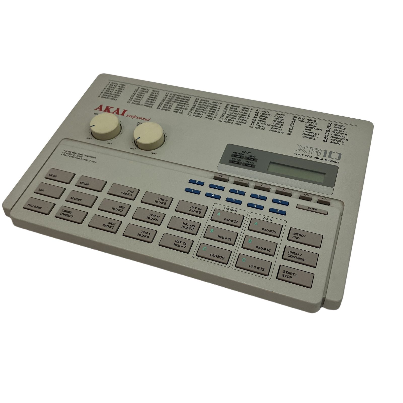 AKAI XR-10 アカイ　ドラムマシン AKAI リズムマシン XR-10 16BIT PCM DRUM MACHINE ドラムマシン アカイ