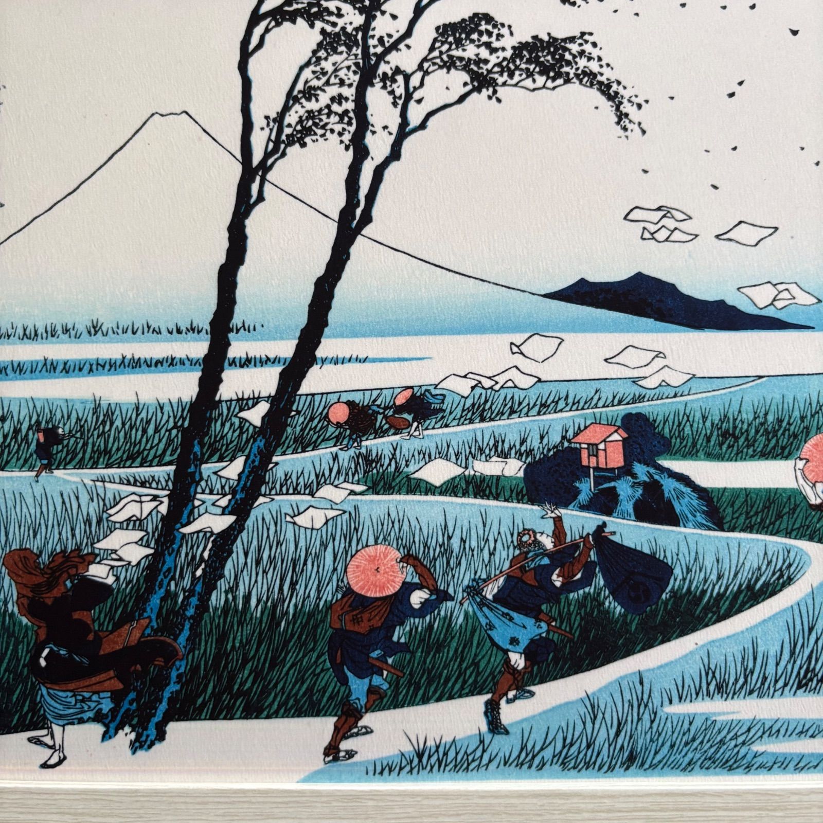 葛飾北斎 富嶽三十六景 第18景 駿州江尻 A4額付き 複製画 浮世絵
