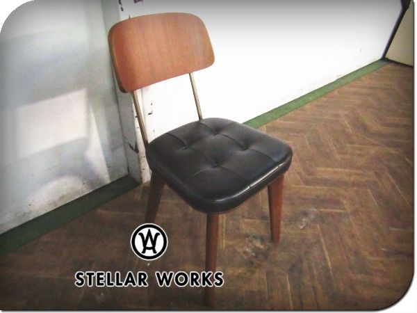 新品/未使用品/STELLAR WORKS/Utility Chair V/Neri＆Hu/アッシュ材/スチール/牛革/ウォールナット/アームレスチェア/17.6万/ft8378k