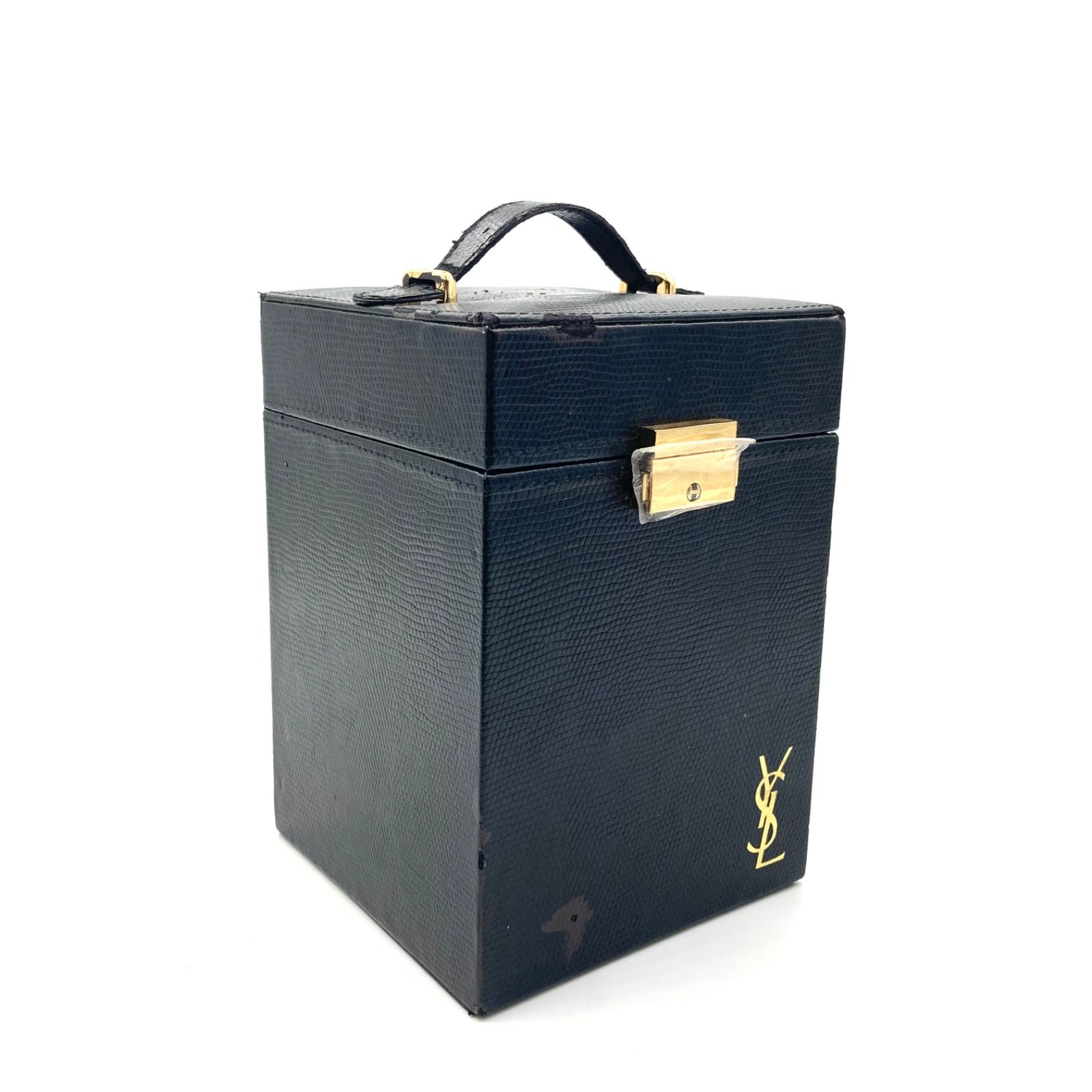 이브 생 로랑 이브 생 로랑 미러 쥬얼리 백 쥬얼리 케이스 베니티 리자드 가죽 스타일 소재 YSL 로고 블랙 골드 하드웨어 (열쇠 고리 포함)