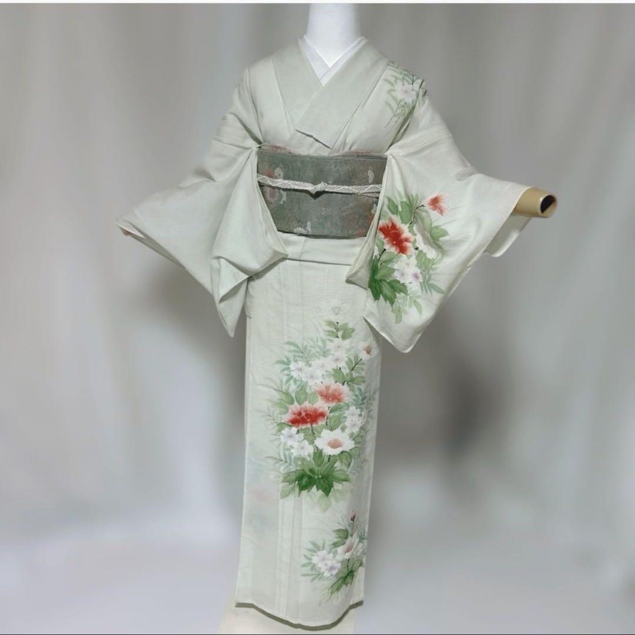夏着物　訪問着　フルセット　絽　正絹　未着用　夏帯　夏帯揚げ　夏帯締め 夏着物 絽 正絹 訪問着 フルセット 夏帯 長尺夏帯締め 夏帯揚げ 未着用