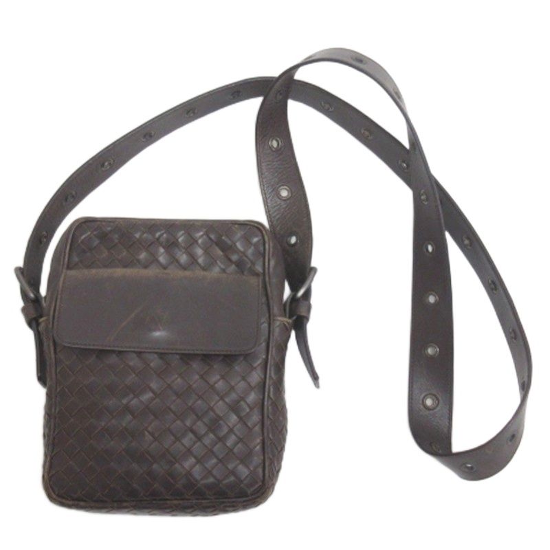 ボッテガヴェネタ BOTTEGA VENETA イントレチャート ショルダーバッグ レザー ブラウン 26,566円