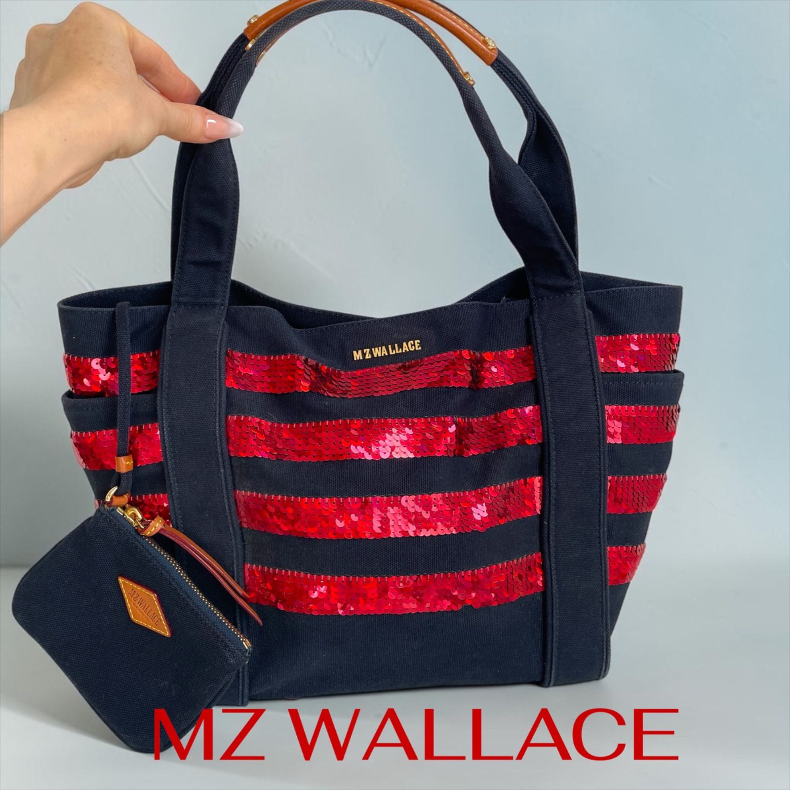 MZ WALLACE エムジーウォレス トートバッグ スパンコール ネイビー 