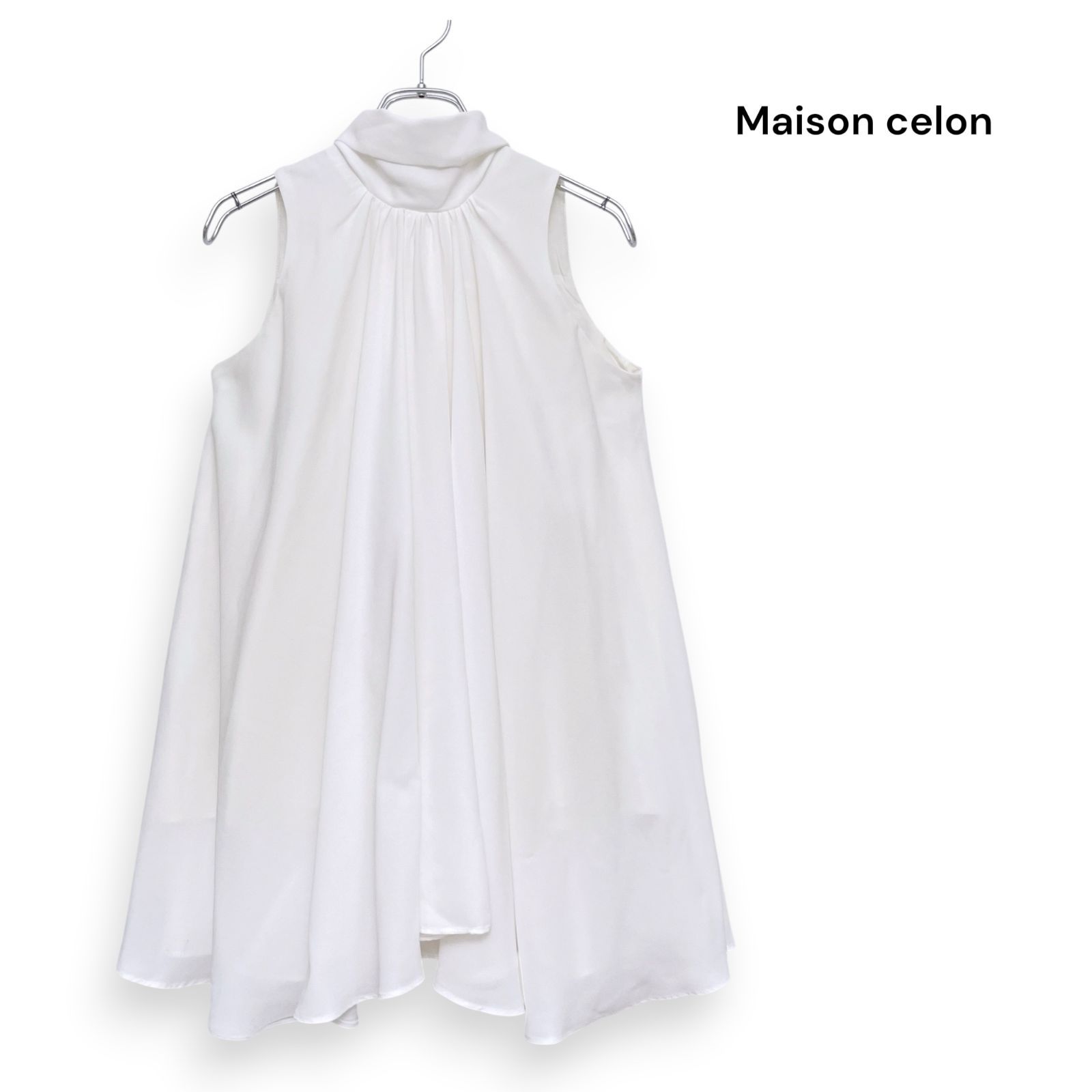 Maison celon chiffon tie blouse メゾンセロン ノースリーブ シフォン ブラウス SizeF /R26658