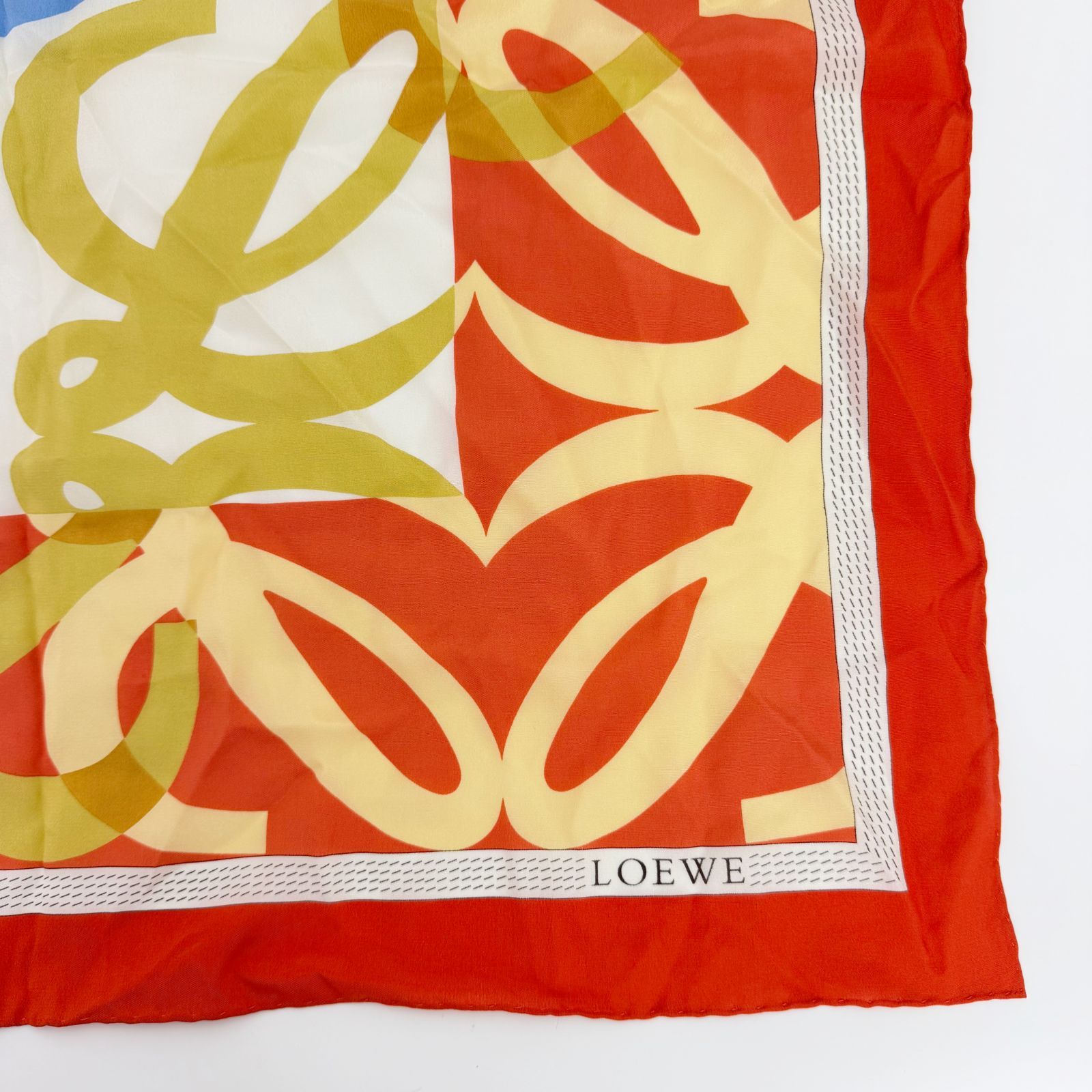 中古】LOEWE ロエベ アナグラム フローラル アブストラクト柄 スカーフ