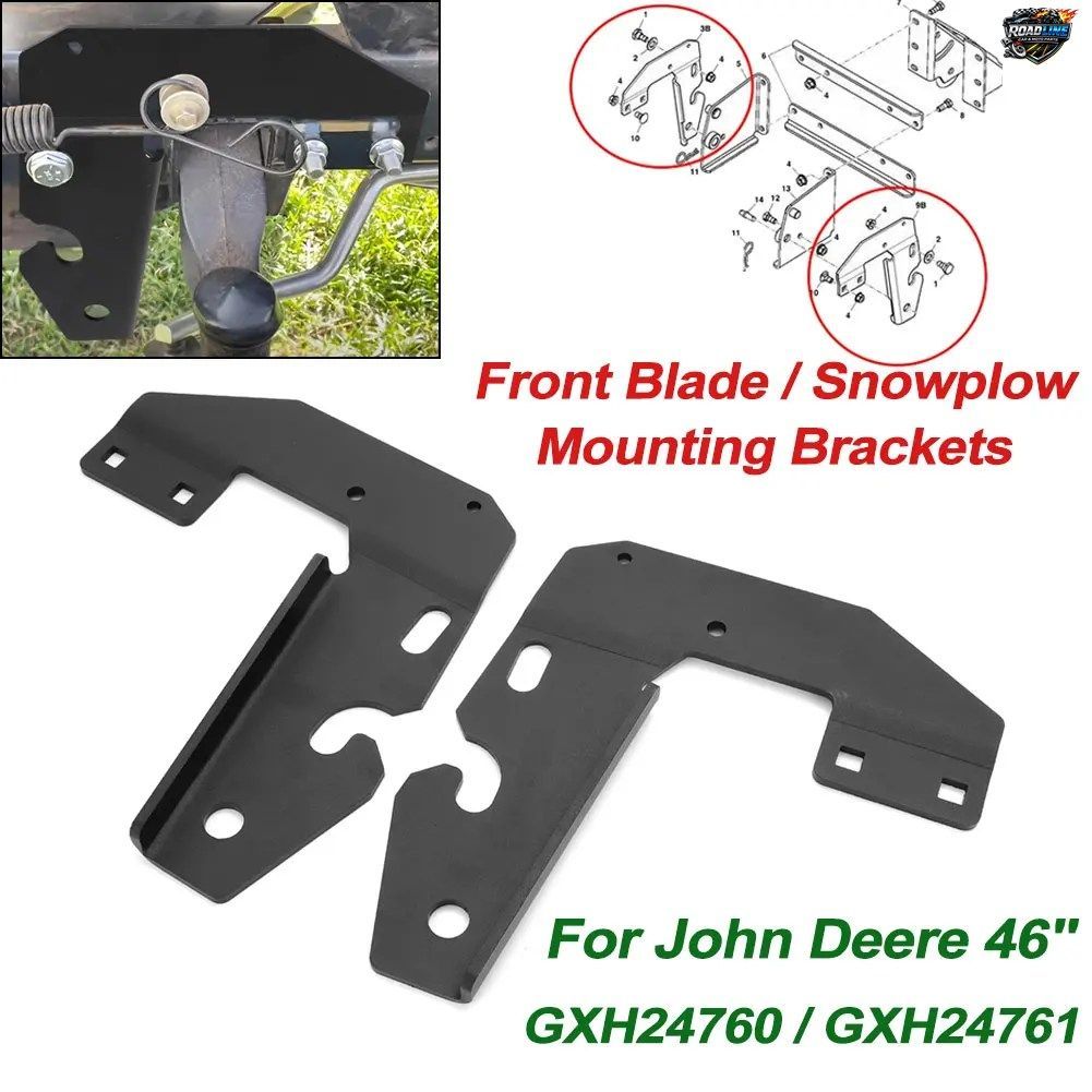 新しいブラックフロントブレード/除雪車取り付けブラケット JOHN DEERE 46 インチ交換用 GXH24760 / GXH24761