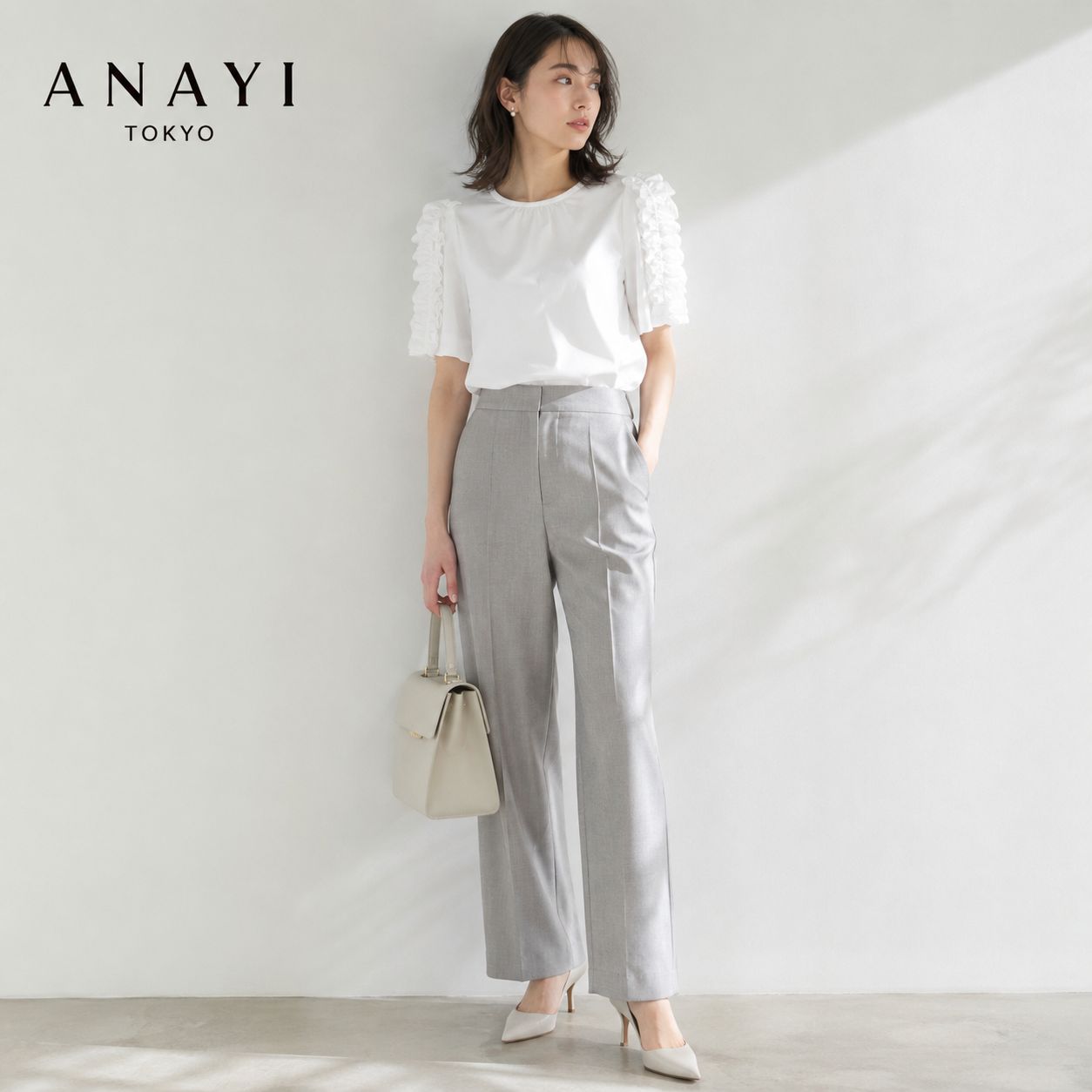 ANAYI（アナイ） ブラウス シャツ バックサテンノースリーブブラウス 
