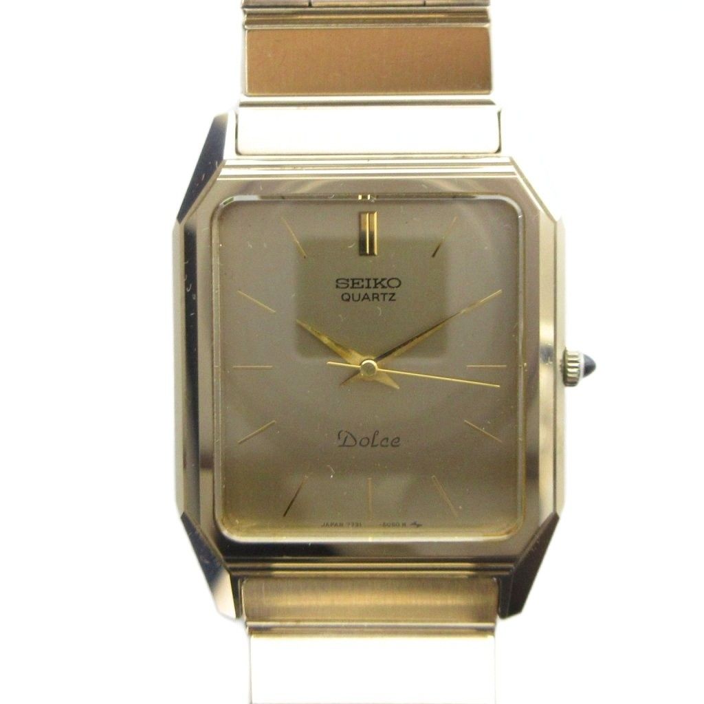 セイコー SEIKO 7731-5050 Dolce ドルチェ 腕時計 クォーツ ウォッチ スクエア ロゴ ゴールド色 ■GY18 /MQ